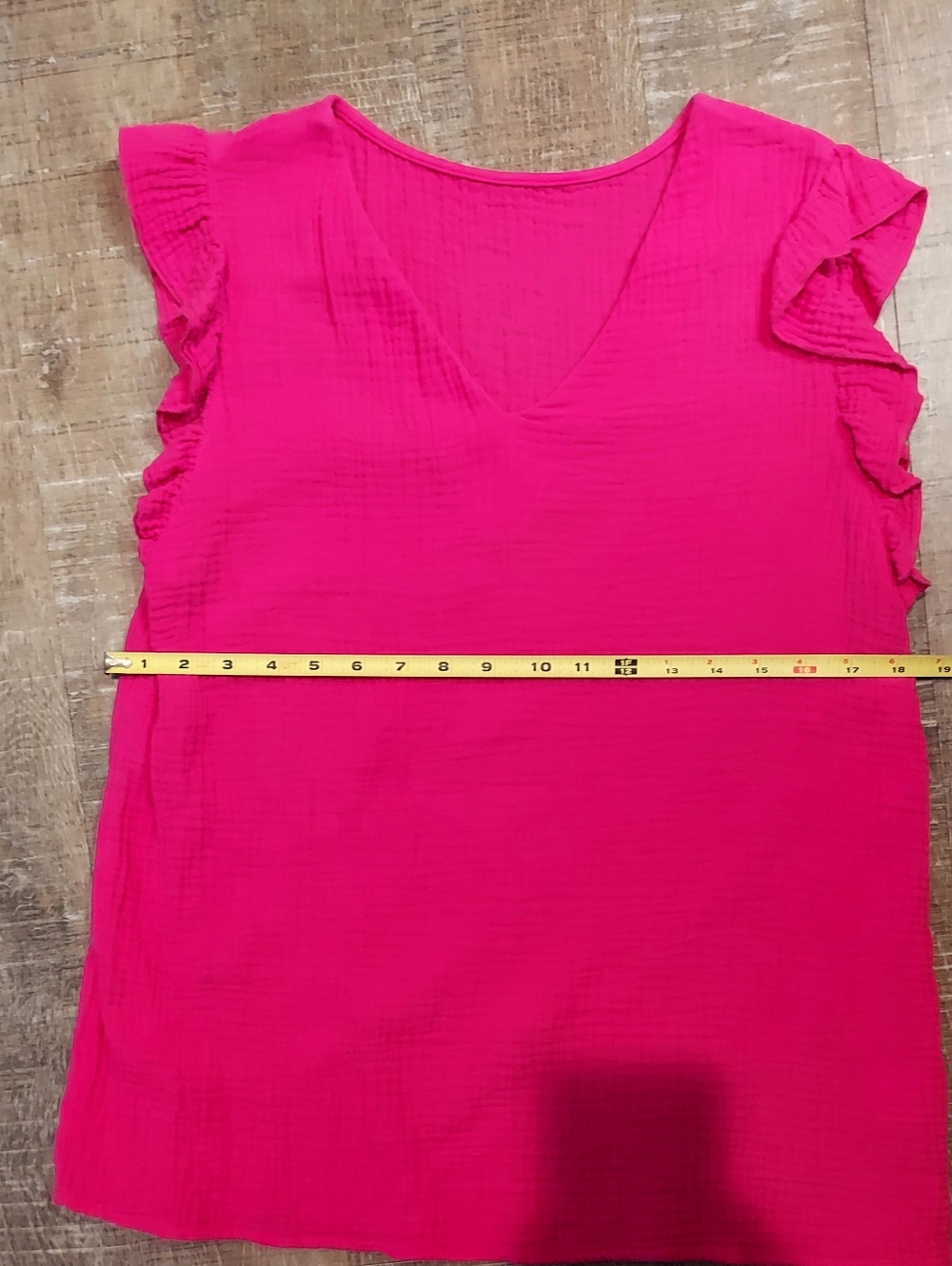 Womens Flutter Sleeve V-Neck Top - Hot Pink